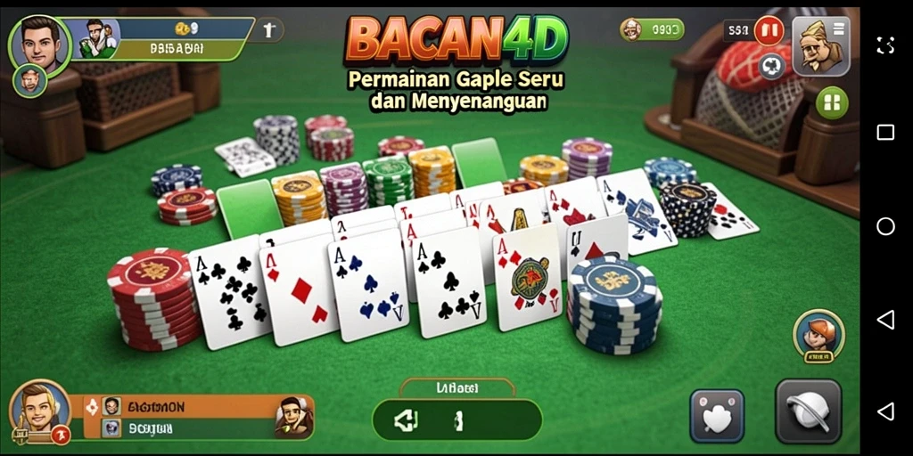 Tampilan gameplay BACAN4D dengan grafis menarik dalam permainan Gaple.