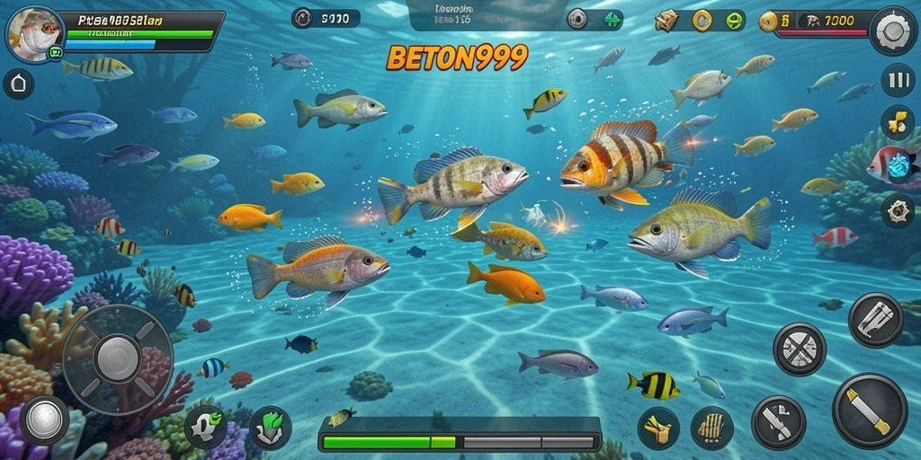 Tampilan gameplay BETON999 dengan aksi tembak ikan yang mendebarkan.
