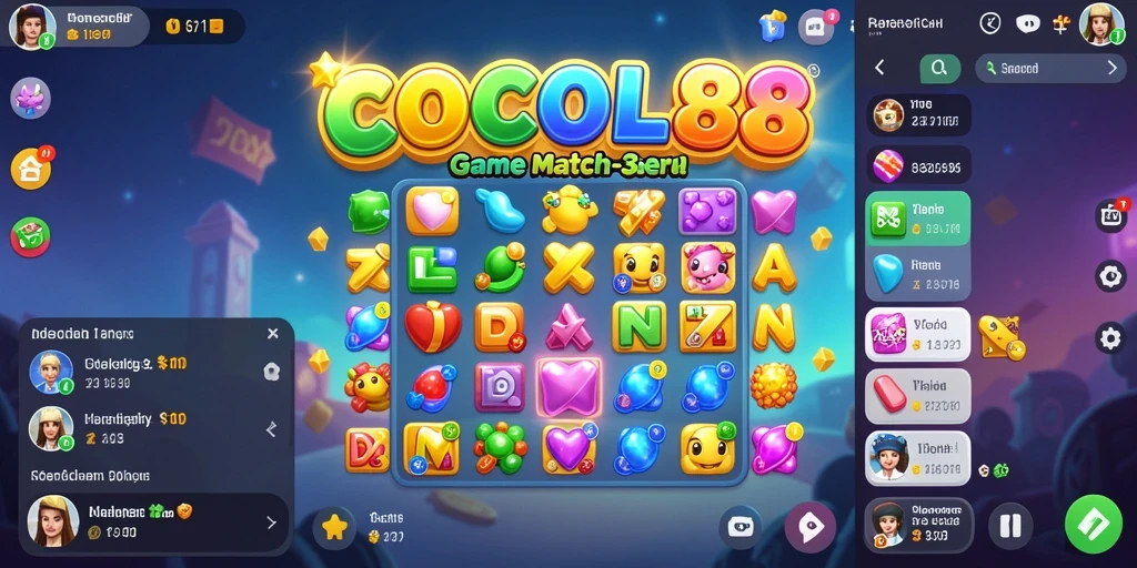 Tampilan menarik dari gameplay Match-3 COCOL88 saat mencocokkan elemen.