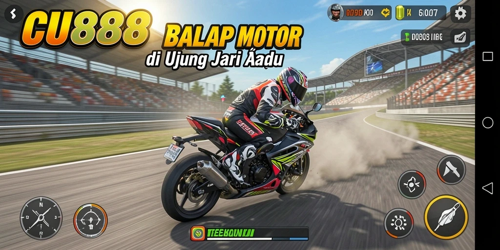 Gameplay seru dan mendebarkan dari CU888 dalam balapan motor.