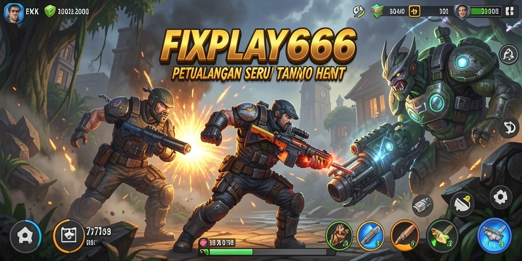 Tangkapan layar utama FIXPLAY666 menampilkan aksi seru dalam pertempuran.