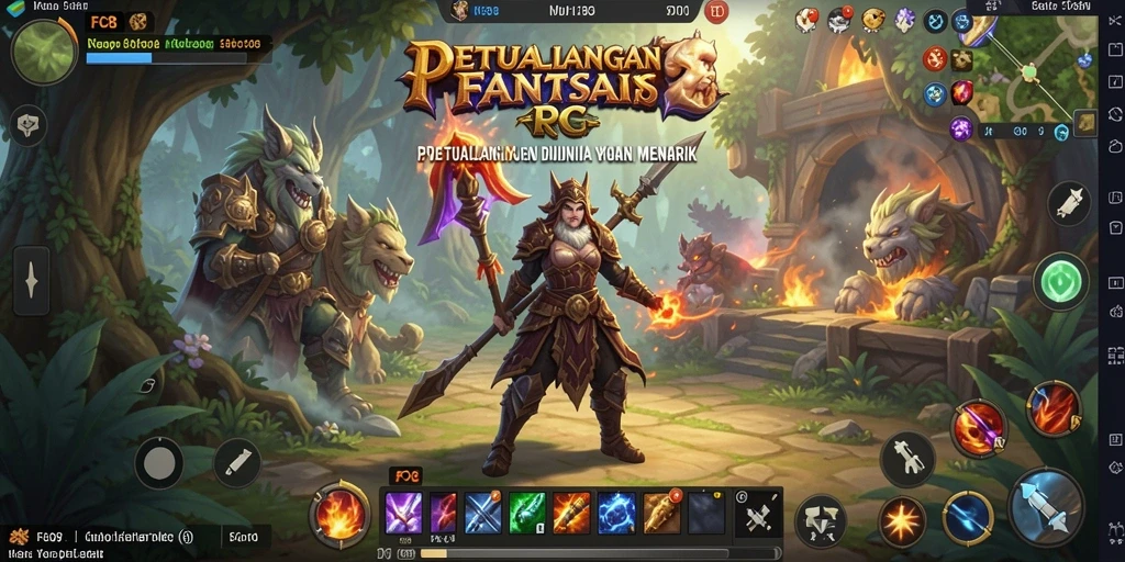 Screenshot gameplay FO8 yang menampilkan petualangan RPG yang mendebarkan.