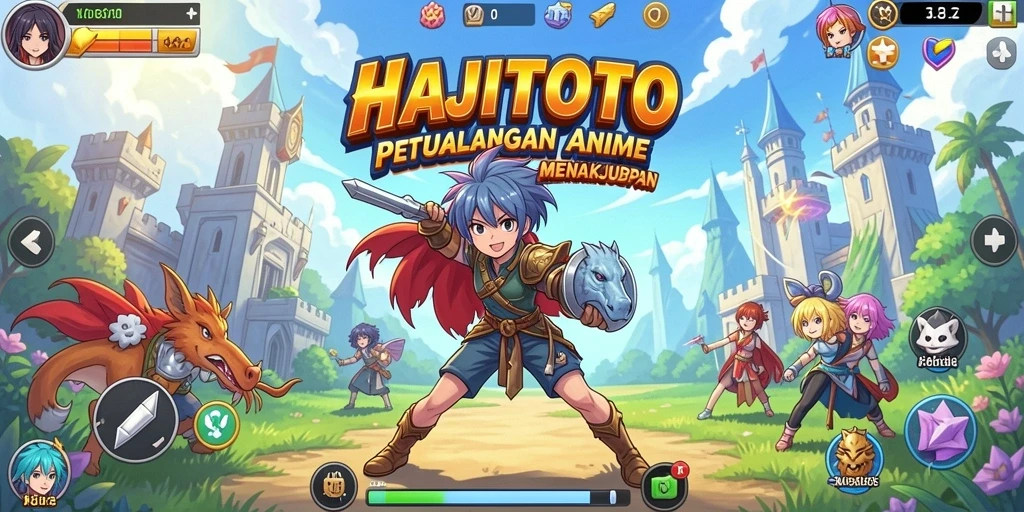 Tangkapan layar gameplay HAJITOTO dengan karakter anime yang menarik.