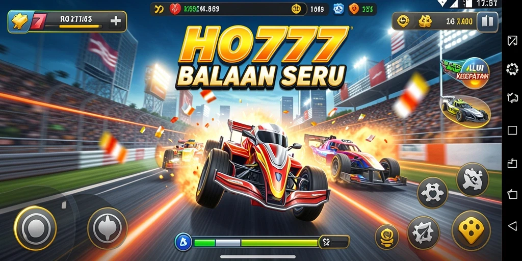 Tampilan menarik dari gameplay balap yang intens dan seru.