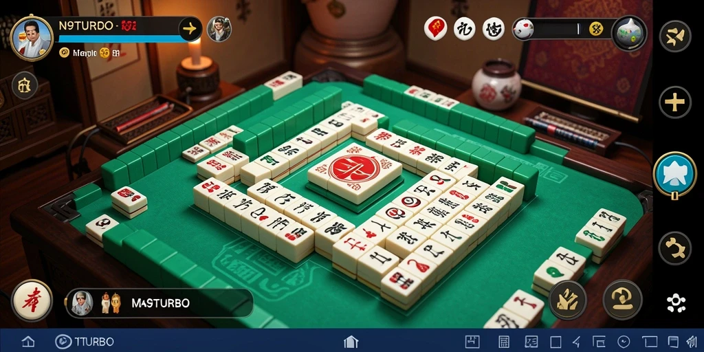 Screenshot N9TURBO menampilkan gameplay Mahjong yang seru dan menantang.