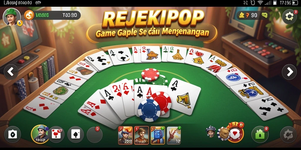 Tampilan gameplay seru dalam aplikasi REJEKIPOP Gaple.