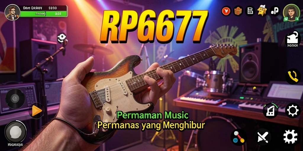 Screenshot utama RP6677 menunjukkan pengguna menikmati gameplay musik yang interaktif.