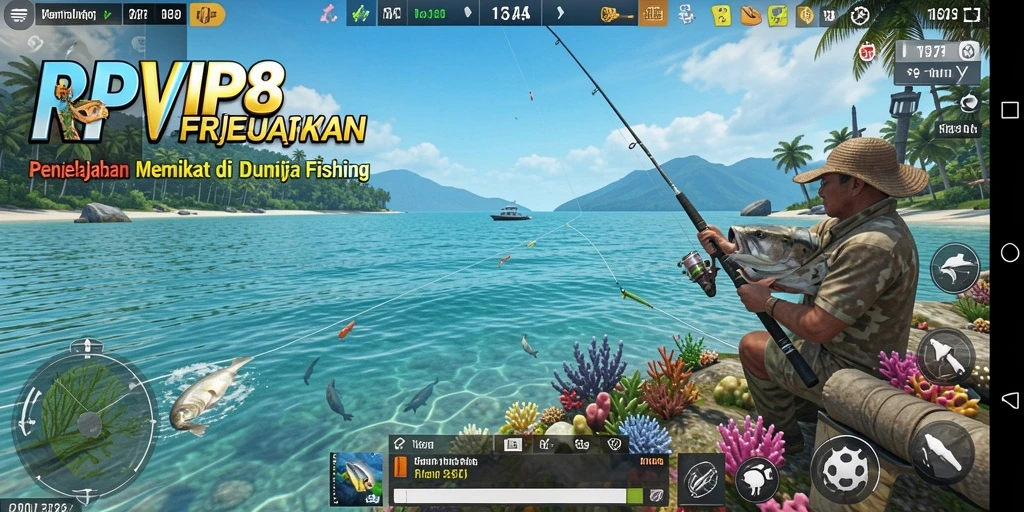 Tampilan gameplay seru di RPVIP8 saat menangkap ikan.