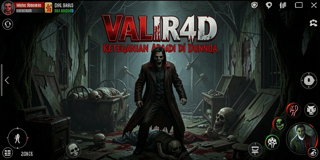 Tangkapan layar gameplay VALIR4D dengan suasana horor yang mencekam.