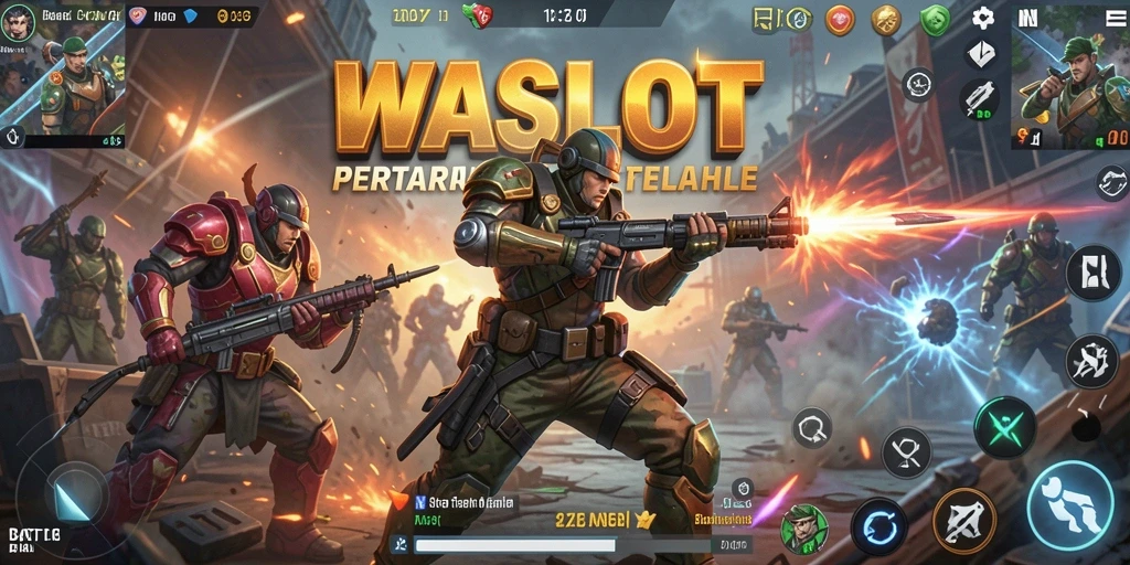 Screenshot gameplay WASLOT dengan aksi Battle Royale yang intens.